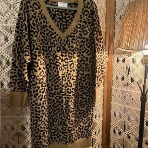 Old Navy Animal Print Long Sleeve Dress - Tan and Black